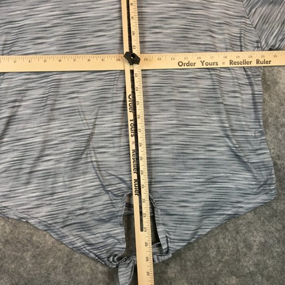 Butterflies & Rainbows Top 3X Boho Tie Front Short Sleeve V Neck Space Dye Gray - Picture 6 of 8